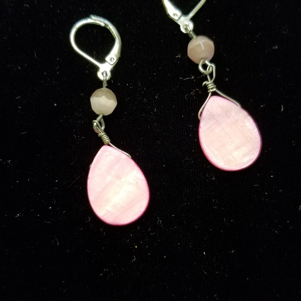 Pink drop style earrings